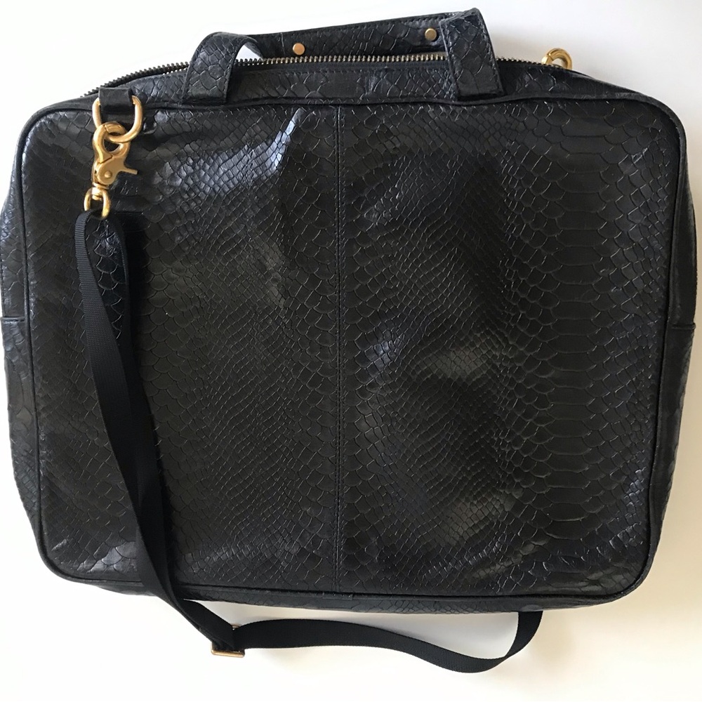 Rebecca Minkoff Black Snakeskin Laptop Bag - Picture 3 of 9
